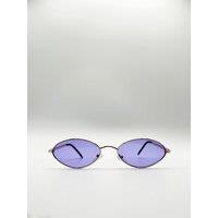SVNX Women's Metal Oval Frame Sunglasses with Lilac Lenses in Purple