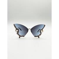 SVNX Women's Butterfly Shaped Lens with Crystal Detail in Blue