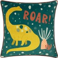 Little Furn . Roar Piped Velvet Polyester Filled Cushion in Teal | Size: 43 cm x 43 cm