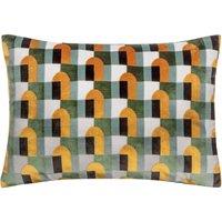 Paoletti Keela Cut Velvet Geometric Cushion in Blue