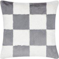 Heya Home Cozee Check Faux Fur Cushion in Blue | Size: 50 cm x 50 cm