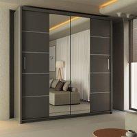 Sliding Wardrobes 4U Ribon Sliding Mirror Door Wardrobe 120cm X 217cm in Grey | Size: 120 cm X 217 cm