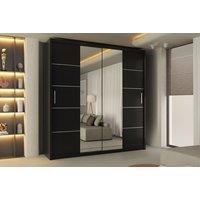 Sliding Wardrobes 4U Ribon Sliding Mirror Door Wardrobe 120cm X 217cm in Black | Size: 120 cm X 217 cm