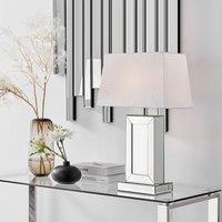 FurnitureboxUK Talia Energy Efficient Tall Mirrored Table Lamp Light With Fabric Shade (Including Bulb) in White