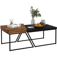 HOMCOM Industrial Coffee Table Set of 2, Geometric Coffee Tables for Living Room in Brown