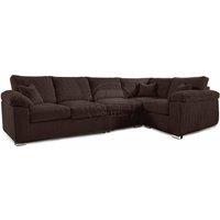 Delta Large Long Narrow 5 Seater Corner Sofa Right Hand Facing Jumbo Cord L Shape