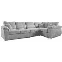 Furnishings For Less UK Delta Large Long Narrow 5 Seater Corner Sofa Right Hand Facing Jumbo Cord L Shape in Silver