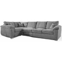 Furnishings For Less UK Delta Large Long Narrow 5 Seater Corner Sofa Left Hand Facing Jumbo Cord L Shape in Grey