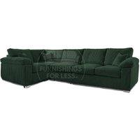 Furnishings For Less UK Delta Large Long Narrow 5 Seater Corner Sofa Left Hand Facing Jumbo Cord L Shape in Green