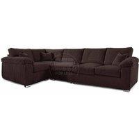 Furnishings For Less UK Delta Large Long Narrow 5 Seater Corner Sofa Left Hand Facing Jumbo Cord L Shape in Brown