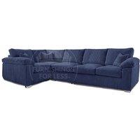 Furnishings For Less UK Delta Large Long Narrow 5 Seater Corner Sofa Left Hand Facing Jumbo Cord L Shape in Blue
