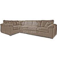 Furnishings For Less UK Delta Large Long Narrow 5 Seater Corner Sofa Left Hand Facing Jumbo Cord L Shape in Beige