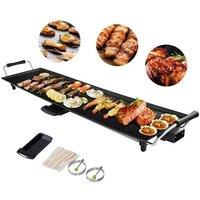 Costway Electric Teppanyaki Table Grill 48 x 27CM Non-Stick Griddle BBQ Hot Plate 2000W in Black | Size: 48 x 27 cm