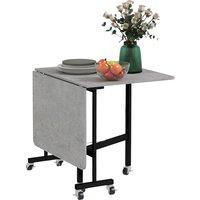 HOMCOM Drop Leaf Table with Rolling Wheels Folding Dining Table for Small Spaces in Grey