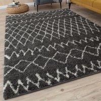 THE RUGS Soft Tangier Shaggy Rugs & Runners Dark Grey Living Room | Size: 80 cm x 150 cm