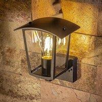 CGC Lighting 'Ally' Black E27 Outdoor Wall Light Lantern Clear Diffuser IP44 Up