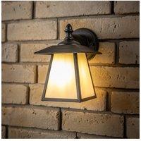 CGC Lighting 'Celine' Black Outdoor Wall Light Vintage Opal Diffuser E27 Standard Screw IP44