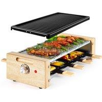 VonShef 2 Removable Non-Stick Plates 8 People Raclette Grill Electric in Black