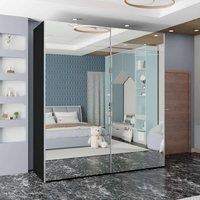 Sliding Wardrobes 4U Full Mirror Double/Triple Mirror Wardrobe 200cm X 217cm in Black | Size: 200 cm X 217 cm
