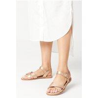 Dorothy Perkins Women's Wide Fit Florence Faux Leather Cross Strap Flat Sandals in Rose Gold | Size: 5