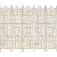 Hand carved 5-Panel Room Divider White 200x165 cm Solid Mango Wood