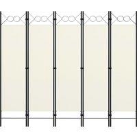 5-Panel Room Divider Cream White 200x180 cm