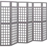 Berkfield Home 6-Panel Room Divider/Trellis Solid Fir Wood Grey 242.5x180 cm