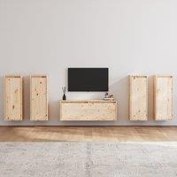 TV Cabinets 5 pcs Solid Wood Pine