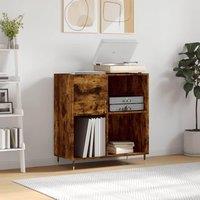 Berkfield Home Record Cabinet Smoked Oak 84.5x38x89 cm Engineered Wood in Brown
