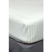 Belledorm Hotel Suite Satin Stripe 540 Thread Count 38cm Fitted Sheet in Ivory | Size: King