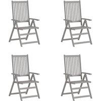 Berkfield Home Garden Reclining Chairs 4 pcs Grey Solid Acacia Wood
