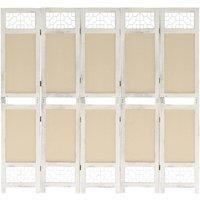 Berkfield Home 5-Panel Room Divider Cream 175x165 cm Fabric in Beige