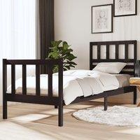 Berkfield Home Bed Frame Black 75x190 cm Small Single Solid Wood
