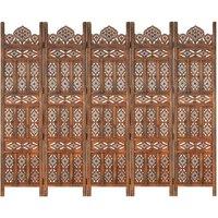 Hand carved 5-Panel Room Divider Brown 200x165 cm Solid Mango Wood