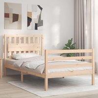 Berkfield Home Bed Frame with Headboard 100x200 cm Solid Wood in Brown