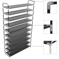 Berkfield Home Shoe Rack with 10 Shelves Metal & Non-woven Fabric Black