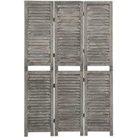 3-Panel Room Divider Grey 106.5x166 cm Solid Wood