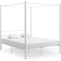 Berkfield Home Canopy Bed Frame White Metal 160x200 cm