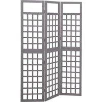 Berkfield Home 3-Panel Room Divider/Trellis Solid Fir Wood Grey 121x180 cm