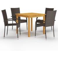 Berkfield Home 5 Piece Garden Dining Set Brown