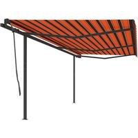 Manual Retractable Awning with Posts 6x3.5 m Orange and Brown