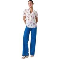 Roman Women's Textured Spot Floral Print V-Neck Frill Top in Ivory | Size: 10