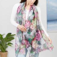 My Posh Shop Women's Abstract Pink Flower Print Scarf
