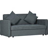 HOMCOM Convertible 2 Seater Sofa Bed with 2 Cushions Storage for Living Room in Dark Grey