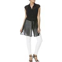 Cutie London Women's Sheer Lace Panel Shirt Tunic Top in Black | Size: 10