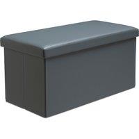 Snug City Faux Leather Storage Ottoman Storage Box With Lid Foldable - 76x38x38cm Rectangle in Grey | Size: Large