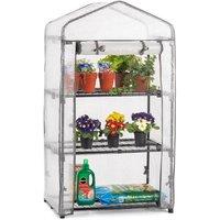 Christow Mini Greenhouse 3 Tier Small Garden Grow House Reinforced PE Cover Steel Frame in Grey
