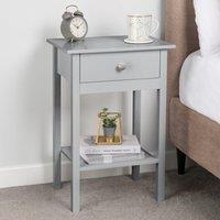 Christow Bedside Table Bedroom Cabinet Nightstand With Drawer & Shelf in Grey