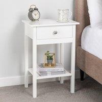 Christow Bedside Table Bedroom Cabinet Nightstand With Drawer & Shelf in White