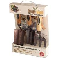 Spear & Jackson Gift Set of 'Trowels & Weed Fork' Elements Garden Hand Tools in Brown